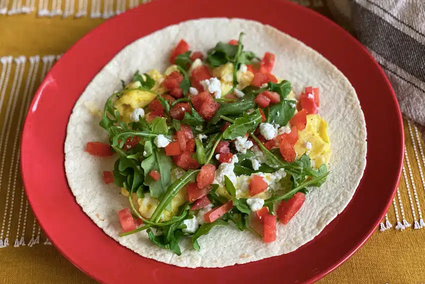 Arugula Egg Goat Cheese Breakfast Wrap